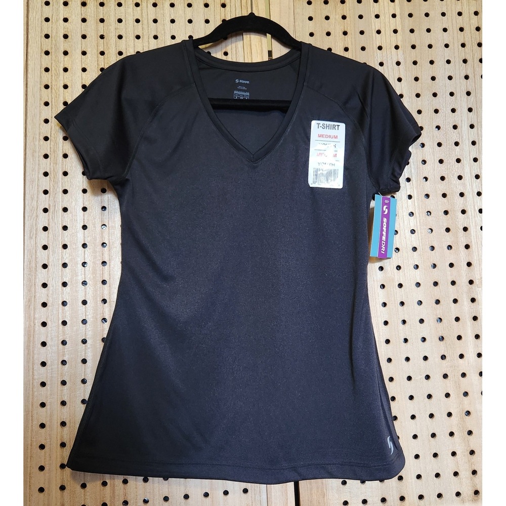 Soffe Dri Juniors Top T Shirt Athletic V Neck Black Size Youth Small Workout Run